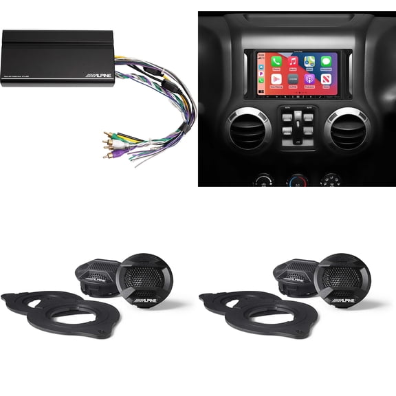 Alpine i407-WRA-JK 7in In-Dash Digital Receiver w/ (2 pair ) SPV-10TW-WRA & Power Pack Bundle for 07-17 Wrangler