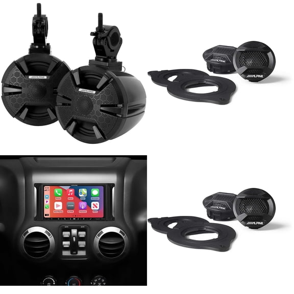 Alpine i407-WRA-JK 7in In-Dash Digital Receiver w/ (2 pair ) SPV-10TW-WRA & SPV-65RGB-CAN Bundle for 07-17 Wrangler