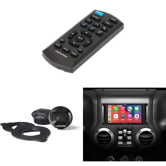 Alpine i407-WRA-JK 7in In-Dash Digital Receiver w/ SPV-10TW-WRA & RUE-4360 Remote Bundle for 07-17 Wrangler