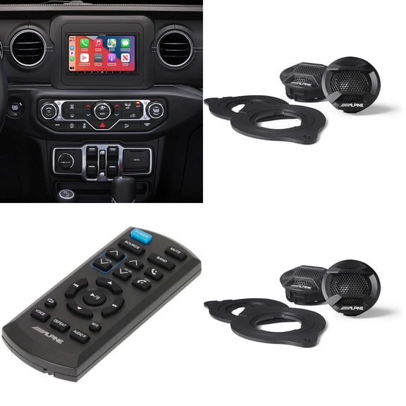 Alpine i407-WRA-JL 7in In-Dash Digital Receiver w/ (2 Pair ) SPV-10TW-WRA & RUE-4360 Remote Bundle for 18 - Up Wrangler