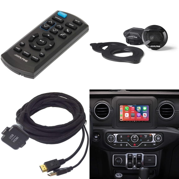 Alpine i407-WRA-JL, KCU-315UH USB / HDMI Extension Cable w/ SPV-10TW-WRA & RUE-4360 Remote Bundle for 18 - Up Wrangler