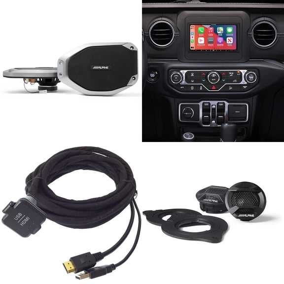 Alpine i407-WRA-JL, KCU-315UH USB / HDMI Extension Cable w/ SPV-10TW-WRA & SPV-65-JLT Bundle for 18 - Up Wrangler