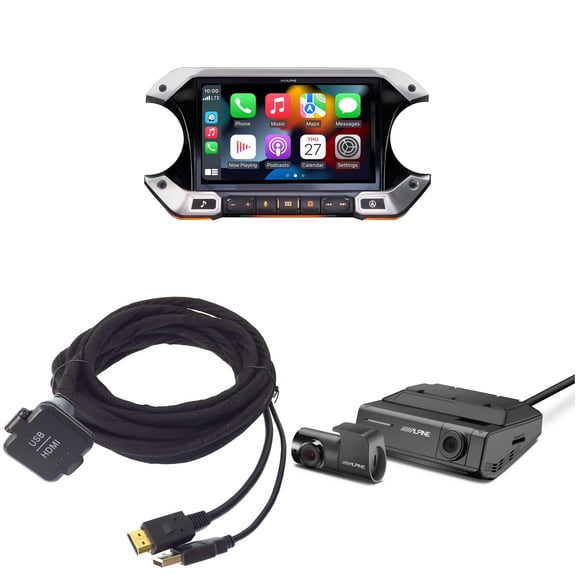Alpine i509-WRA-JL, KCU-315UH USB / HDMI Extension Cable and DVR-C320R Dash Camera Bundle