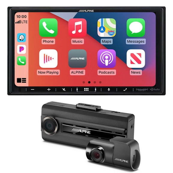 Alpine iLX-407 7" CarPlay/Android Auto Hi-Res Receiver with DVR-C310R Dash Camera