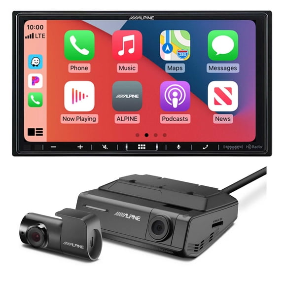 Alpine iLX-407 7" CarPlay/Android Auto Hi-Res Receiver with DVR-C320R Dash Camera