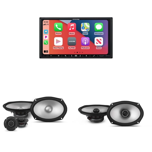 Alpine iLX-407 7-Inch Multimedia Receiver Apple Carplay and Android Auto & 1 Pair Alpine S2-S69 Type S 6x9 Coax Speakers and 1 Pair S2-S69C Type S 6x9 Component Speakers