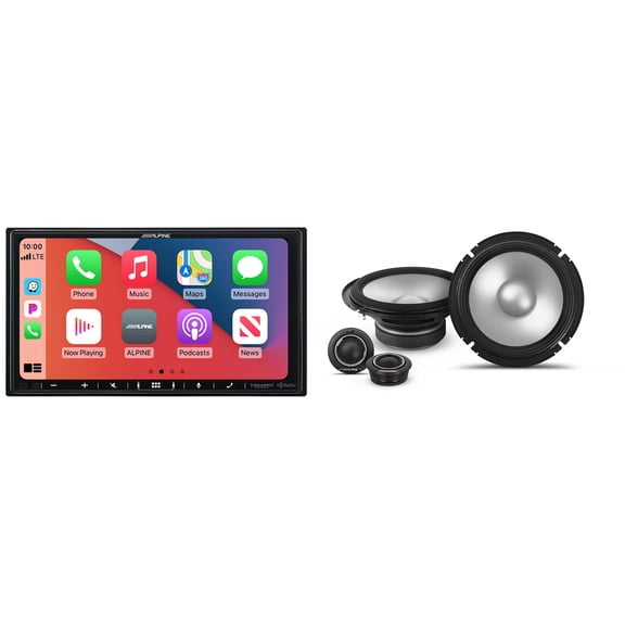 Alpine iLX-407 7-Inch Multimedia Receiver Apple Carplay and Android Auto &1 Pair Alpine S2-S65C Type S 6.5" Component Speakers