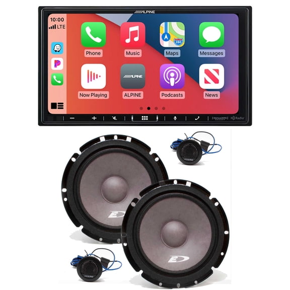 Alpine iLX-407 7-Inch Multimedia Receiver Apple Carplay and Android Auto & 1 Pair Alpine SXE-1751S 6.5" Component