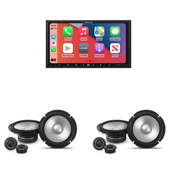 Alpine iLX-407 7-Inch Multimedia Receiver Apple Carplay and Android Auto & 2 Pairs Alpine S2-S65C Type S 6.5" Component Speakers