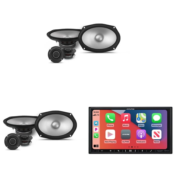 Alpine iLX-407 7-Inch Multimedia Receiver Apple Carplay and Android Auto & 2 Pairs Alpine S2-S69C Type S 6x9" Component Speakers