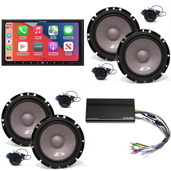 Alpine iLX-407 7-Inch Multimedia Receiver Apple Carplay and Android Auto w/ 2 Pairs Alpine SXE-1751S 6.5" Component Set & Power Pack