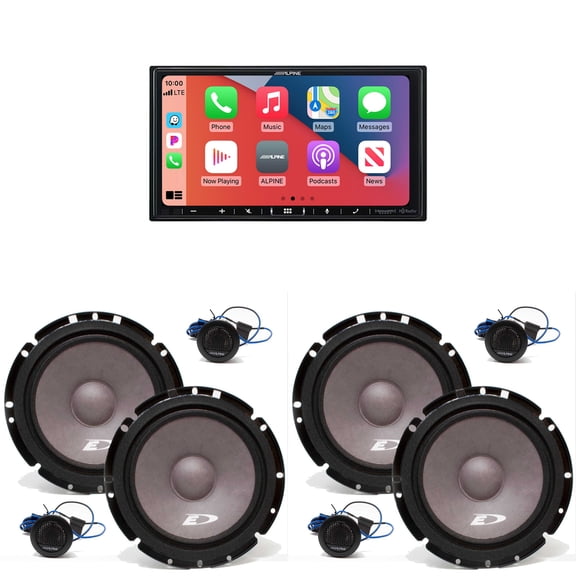 Alpine iLX-407 7-Inch Multimedia Receiver Apple Carplay and Android Auto w/ 2 Pairs Alpine SXE-1751S 6.5" Component Set
