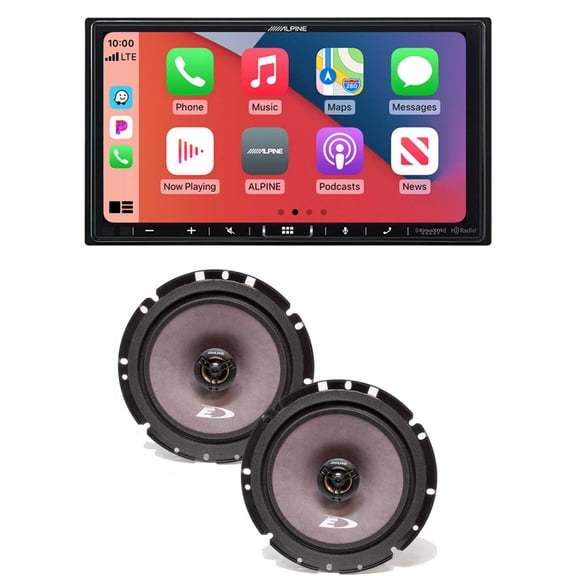 Alpine iLX-407 7-Inch Multimedia Receiver Apple Carplay and Android Auto w/ Alpine SXE-1726S 6.5" Coax