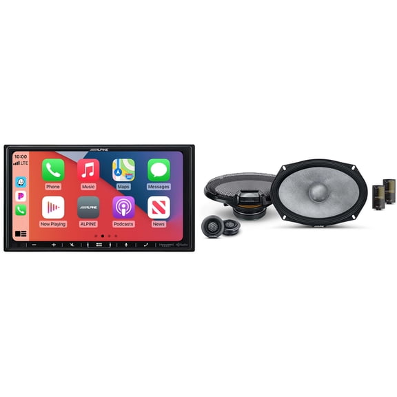 Alpine iLX-407 7-Inch Multimedia Receiver Apple Carplay and Android Auto w/ R2-S69C 6x9" Comp Bundle