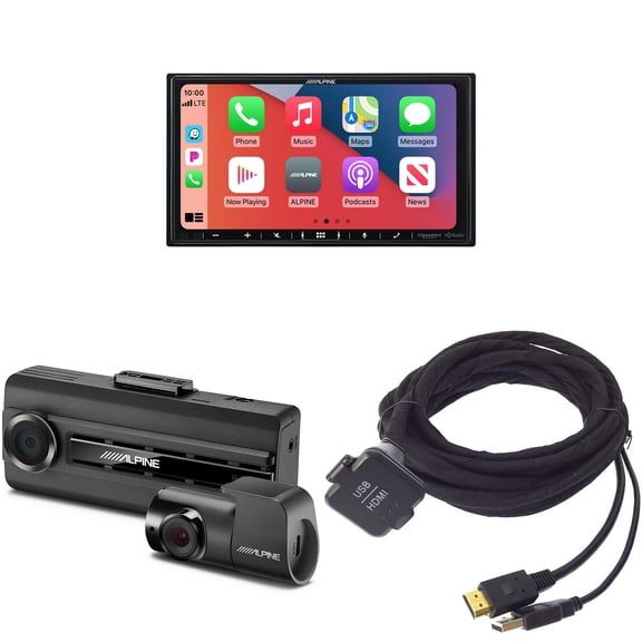 Alpine iLX-407, KCU-315UH USB / HDMI Extension Cable with DVR-C310R Dash Camera