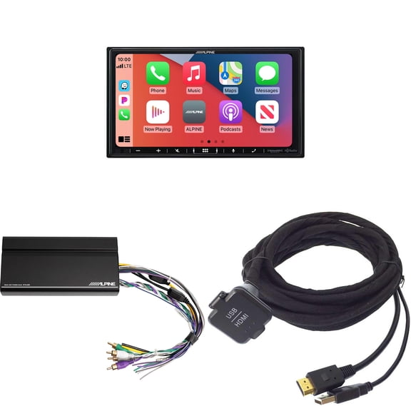 Alpine iLX-407, KCU-315UH USB / HDMI Extension Cable with with Alpine KTA-450 Power Pack Amplifier with Power Stack Bracket