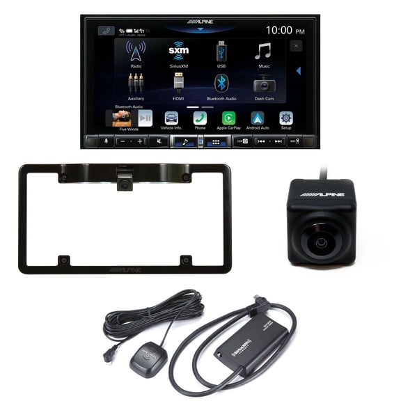 Alpine iLX-507 7" CarPlay/Android Auto Hi-Res Receiver w/ SXV300v1 Satellite Tuner, KTX-C10LP Frame and HCE-C1100 Back Up Cam