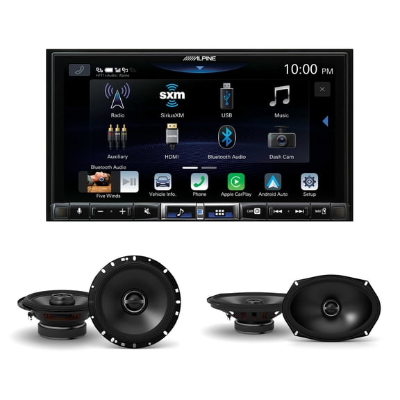 Alpine iLX-507 7" CarPlay/Android Auto Hi-Res Receiver with 1 Pair Alpine S-S65 6.5" and S-S69 6x9" Type S Coax Speakers