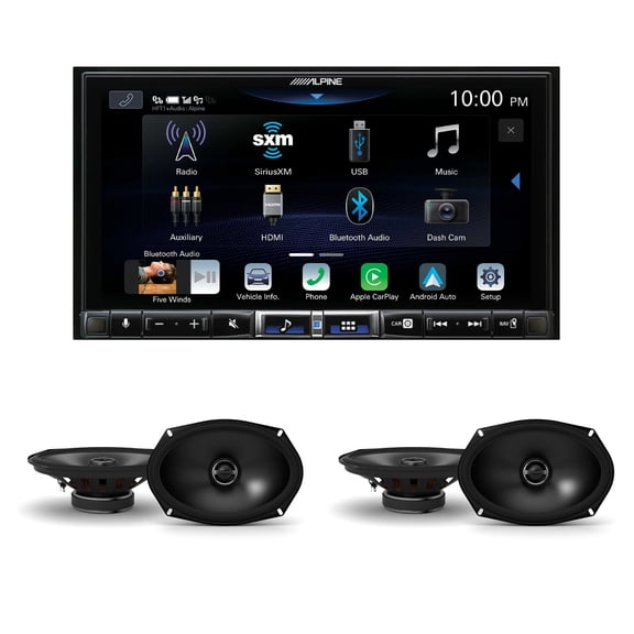 Alpine iLX-507 7" CarPlay/Android Auto Hi-Res Receiver with 2 Pairs Alpine S-S69 6x9" Type S Coax Speakers