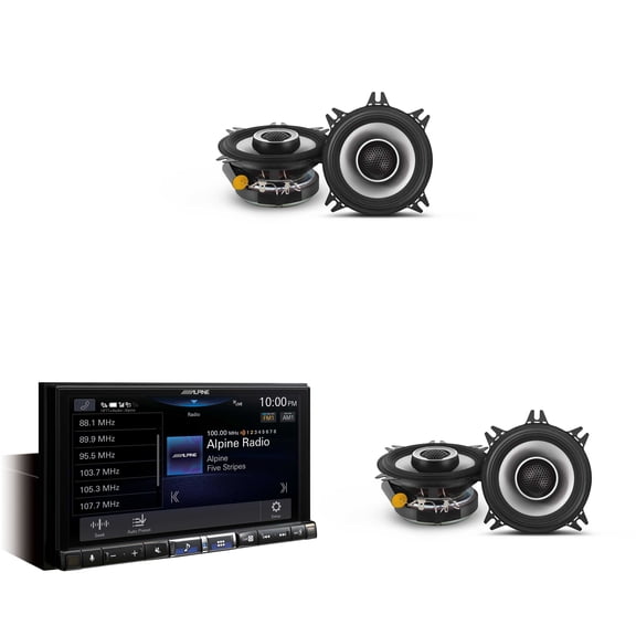 Alpine iLX-507 7" Multimedia Receiver Wireless Apple CarPlay & Wireless Android Auto & 2 Pairs Alpine S2-S40 Type S 4" Coax Speakers