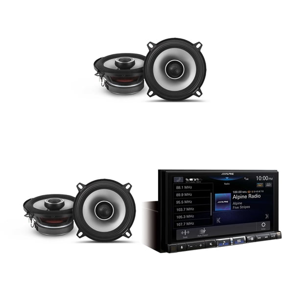 Alpine iLX-507 7" Multimedia Receiver Wireless Apple CarPlay & Wireless Android Auto & 2 Pairs Alpine S2-S50 Type S 5.25" Coax Speakers