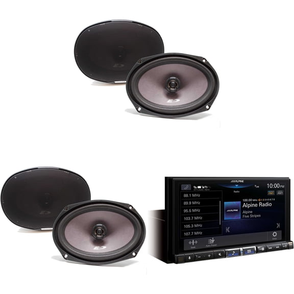 Alpine iLX-507 7" Multimedia Receiver Wireless Apple CarPlay & Wireless Android Auto & 2 Pairs Alpine SXE-6926S 6x9 Coax Speakers