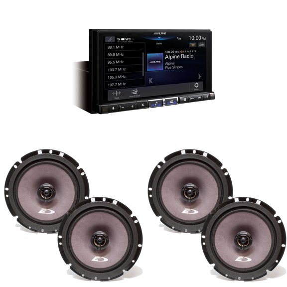 Alpine iLX-507 7" Multimedia Receiver Wireless Apple CarPlay & Wireless Android Auto w/ 2 Pairs Alpine SXE-1726S 6.5" Coax