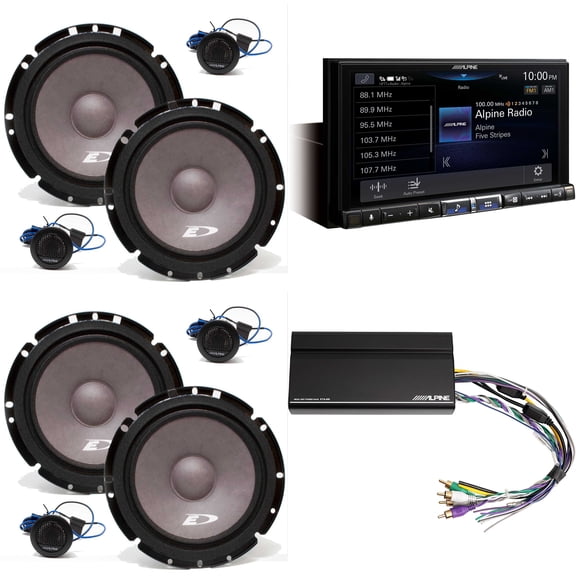 Alpine iLX-507 7" Multimedia Receiver Wireless Apple CarPlay & Wireless Android Auto w/ 2 Pairs Alpine SXE-1751S 6.5" Component Set & Power Pack