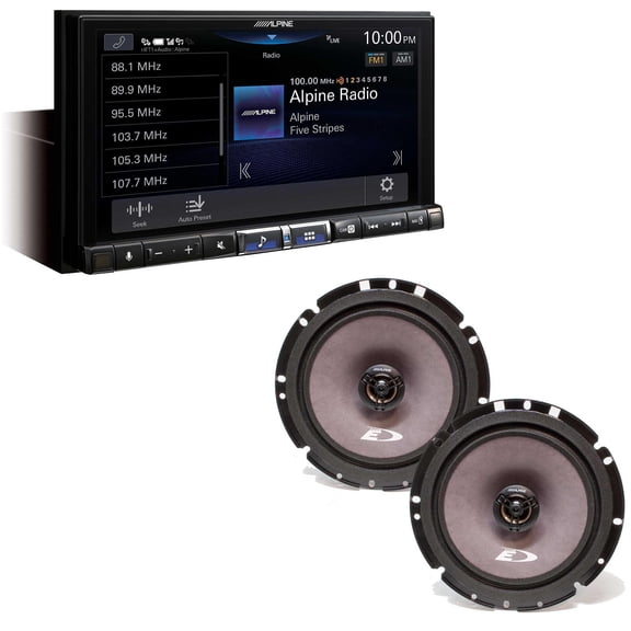 Alpine iLX-507 7" Multimedia Receiver Wireless Apple CarPlay & Wireless Android Auto w/ Alpine SXE-1726S 6.5" Coax