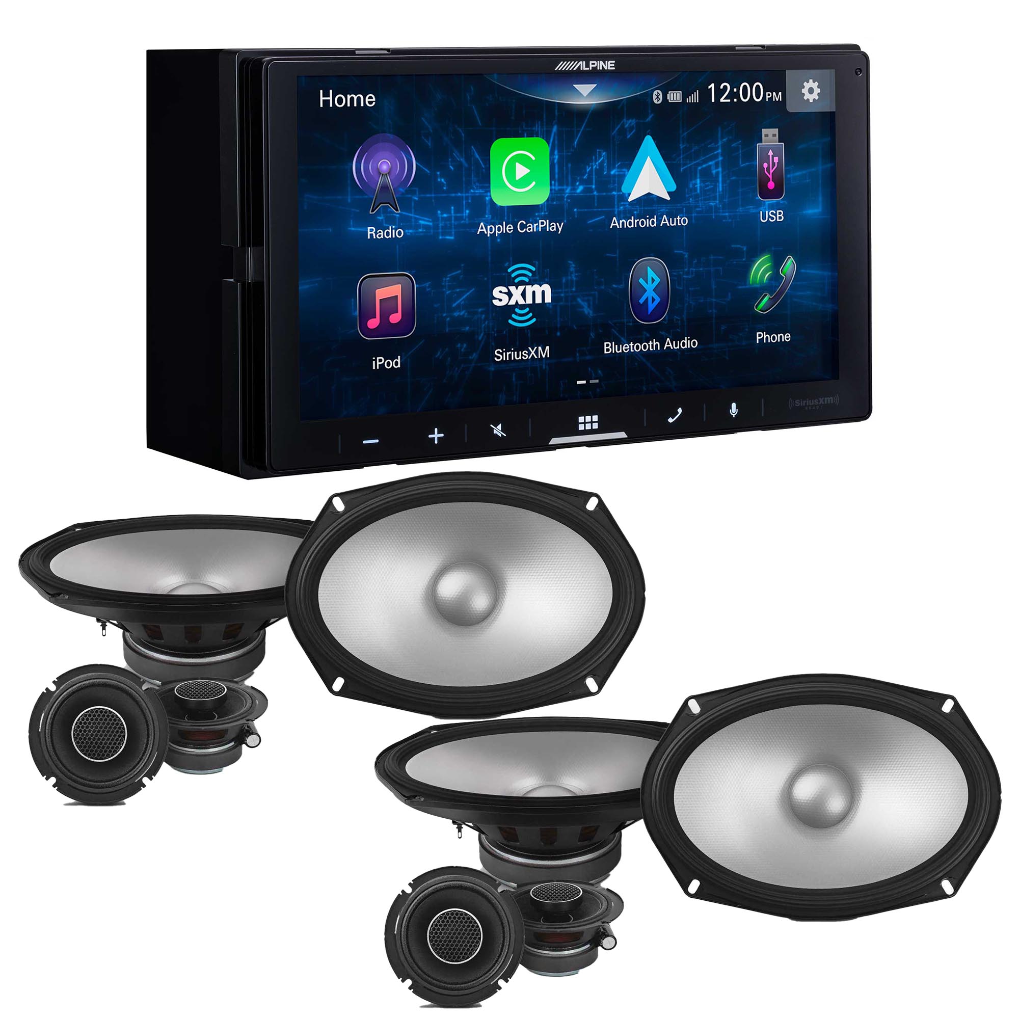 Alpine iLX-W670 Digital Multimedia Receiver & 2 Pairs Alpine S2-S69C ...