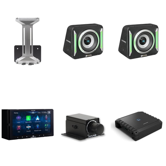 Alpine iLX-W670-S Receiver & (2) S2-SB10 PrismaLink S2-Series 10" subwoofer Built-In RGB lighting & S2-A60M Amplifier w/ Rux Bass Knob Bundle