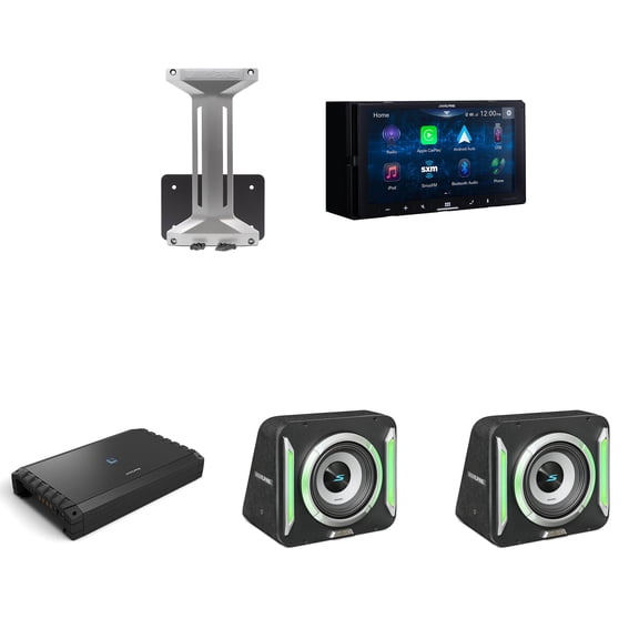 Alpine iLX-W670-S Receiver & (2) S2-SB10 PrismaLink S2-Series sealed 10" subwoofer with Built-In RGB lighting & S2-A120M Amplifier Bundle