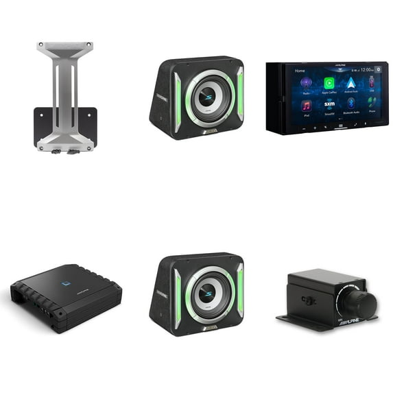 Alpine iLX-W670-S Receiver & (2) S2-SB8 PrismaLink™ S2-Series 8" subwoofer Built-In RGB lighting & S2-A60M Amplifier w/ Rux Bass Knob Bundle