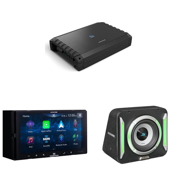 Alpine iLX-W670-S Receiver & S2-SB10 PrismaLink S2-Series 10" subwoofer Built-In RGB lighting & S2-A55V 5 Channel Amp Bundle