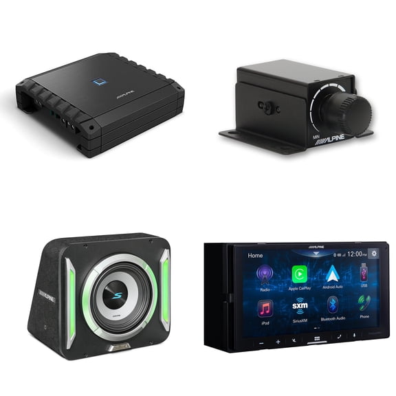 Alpine iLX-W670-S Receiver & S2-SB8 PrismaLink S2-Series 8" subwoofer Built-In RGB lighting & S2-A60M Amplifier w/ Rux Bass Knob Bundle