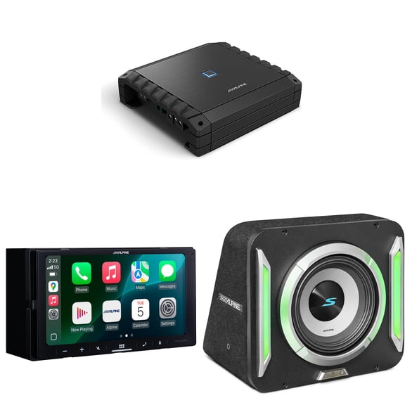 Alpine iLX-W770 Receiver & S2-SB10 PrismaLink S2-Series 10" subwoofer Built-In RGB lighting & S2-A60M Amplifier Bundle
