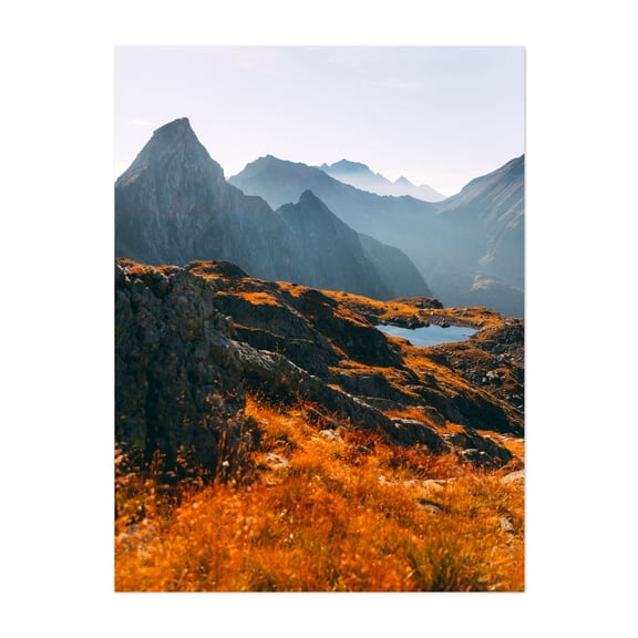 Alpine morning bliss - Rohrmoos-Untertal Styria Austria Photography Mountain Landscape Nature Autumn Scenic Sunset Rural Unframed Wall Art Print 18 x 24 inches