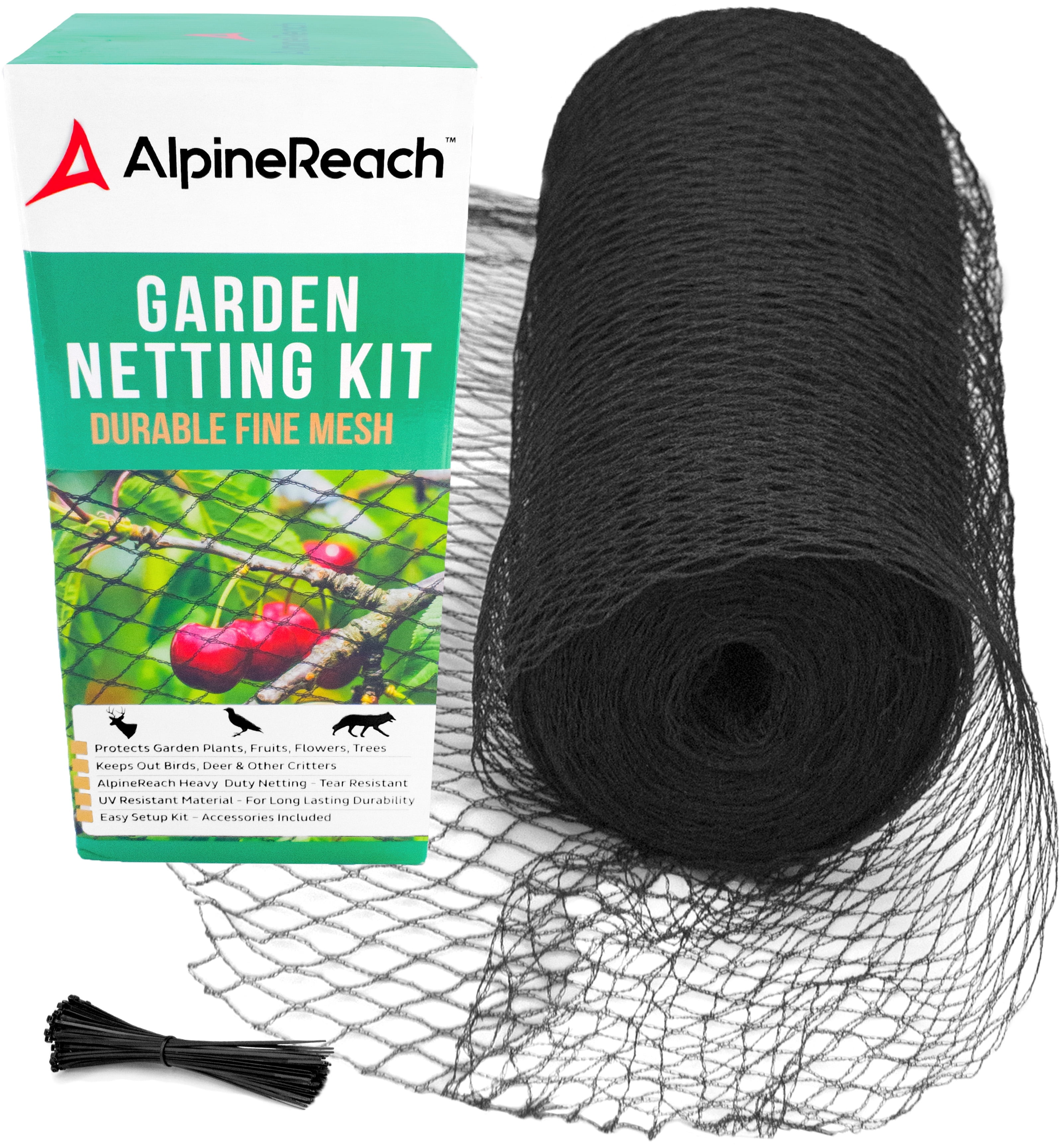 AlpineReach Garden Netting Heavy Duty Protection Mesh Deer Bird Net Black 7.5ft x 65ft