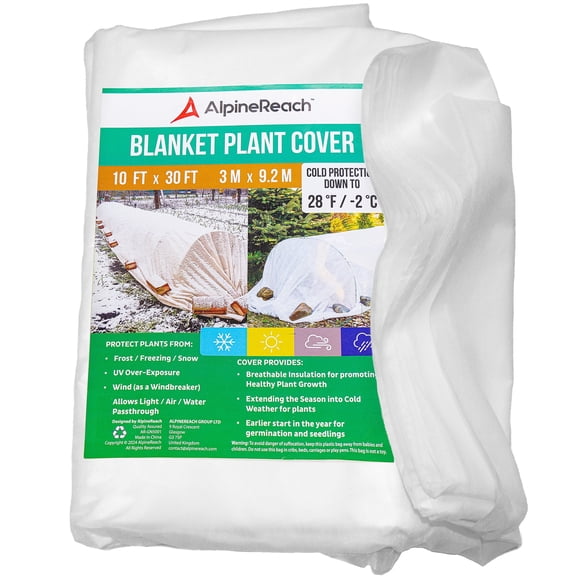 AlpineReach Plant Covers Frost & Sun Protection 10 x 30 ft - Thick Freeze Blanket to Low Temperatures, Garden Row Fabric Material, Protect Winter Cold