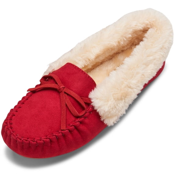 Alpine Swiss Leah Women’s Moccasin Slippers | Faux Fur Lined Slip-On House Shoes | Cozy Warm Comfortable Indoor Outdoor | Stylish Durable