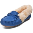 thumbnail image 1 of AlpineSwiss Leah Womens Shearling Moccasin Slippers Faux Fur Slip On House Shoes, 1 of 7