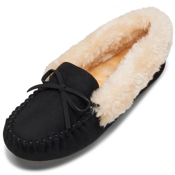Alpine Swiss Leah Women’s Moccasin Slippers | Faux Fur Lined Slip-On House Shoes | Cozy Warm Comfortable Indoor Outdoor | Stylish Durable