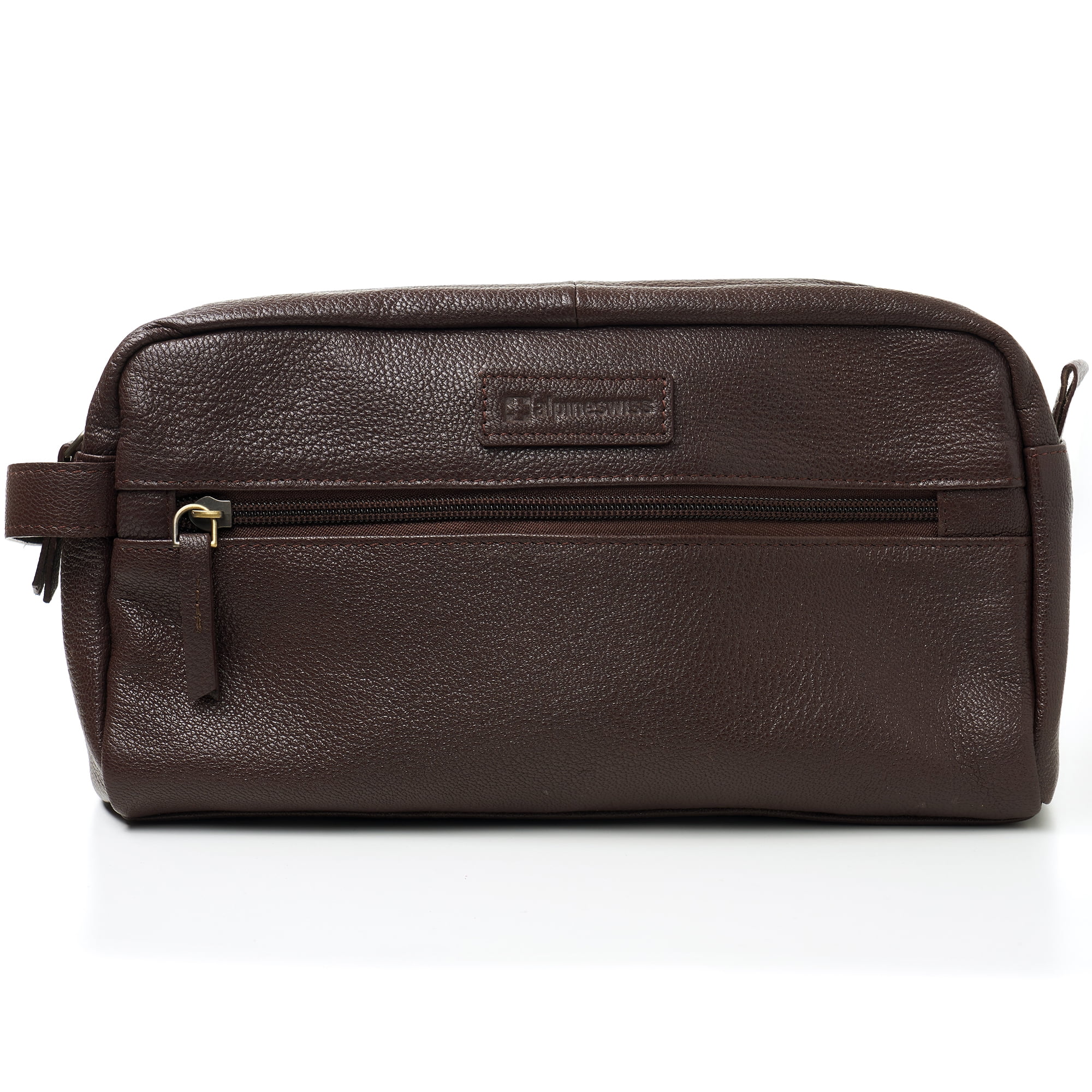 AlpineSwiss Sedona Toiletry Bag Genuine Leather Shaving Kit Dopp Kit Travel Case