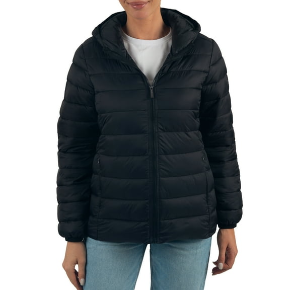 Alpine Swiss Eva Women’s Hooded Puffer Jacket | Lightweight Down Alternative Coat | Warm Water-Resistant Packable Winter Outerwear with Zip Pockets