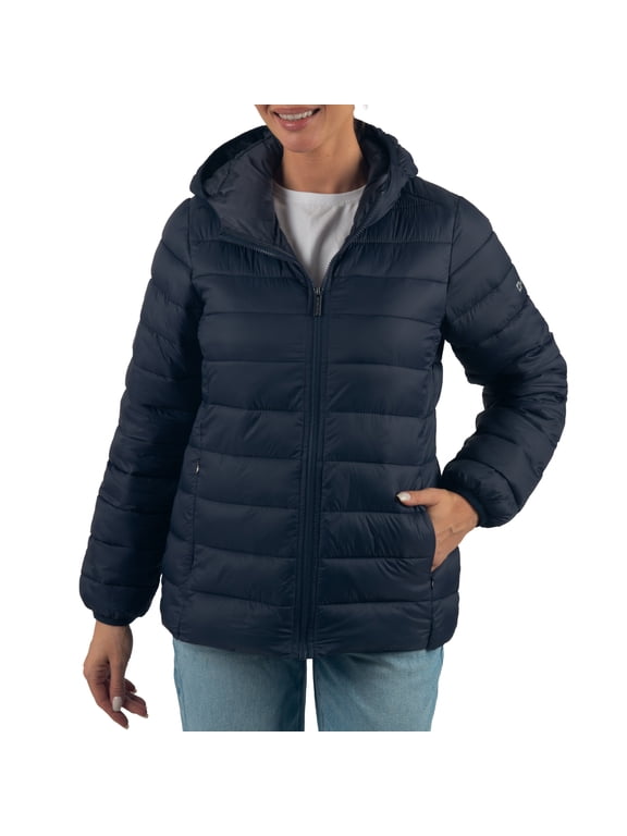Eva Women’s Hooded Puffer Jacket | Lightweight Down Alternative Coat | Warm Water-Resistant Packable Winter Outerwear with Zip Pockets