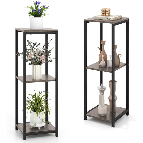 Alpinel 3 Tier Tall Plant Stand Indoor Set of 2, 36" Corner Plant Holder Modern Plant Shelf with Metal Frame for Multiple Flower Pots, Square Plant Table for Balcony, Living Room, Garden