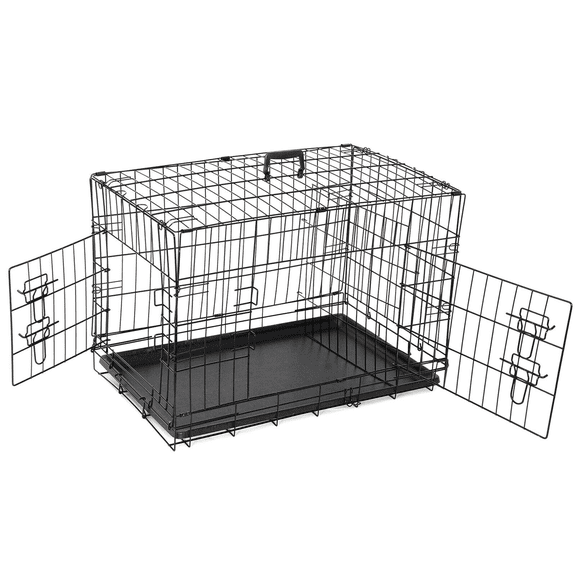 Alpinel 30'' Dog Dog Crate, Medium Dog Cage, Foldable Puppy Pet Kennel | Double Door, Metal Kennel, Secure Lock, Removable Tray, Indoor Outdoor Training Travel