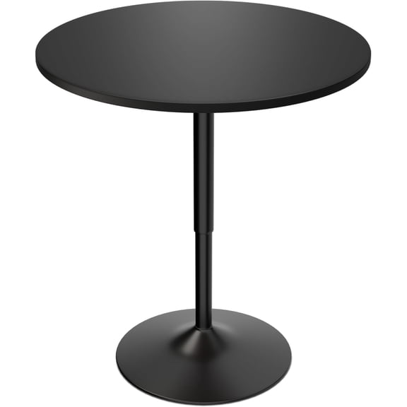 Alpinel 31" Round Bar Table Height Adjustable 26"-35" Pub Table with Enlarged Base for Living Room Patio Bistro Café, Black