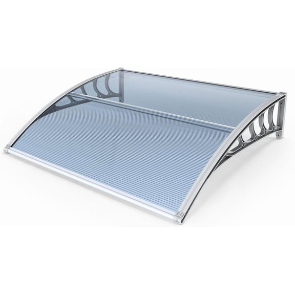 Alpinel 39"x38" Window Awning Canopy, Polycarbonate Front Door Patio Cover for UV, Rain, Snow & Sunlight Protection, Stylish Brown Panel with Black Bracket