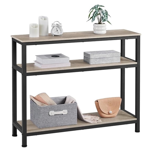 Alpinel Entryway Table with Storage Shelves, 40 Inch Console Table with Metal Frame, Wood Behind Couch Sofa Tables for Entryway, Living Room, Gray